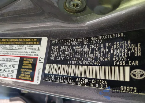 2014 Toyota Camry Se из США, поврежденный, VIN 4T1BF1FK1EU747480